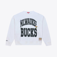 White Milwaukee Bucks Women's Lightweight Block Letter Sweatshirt | NBA