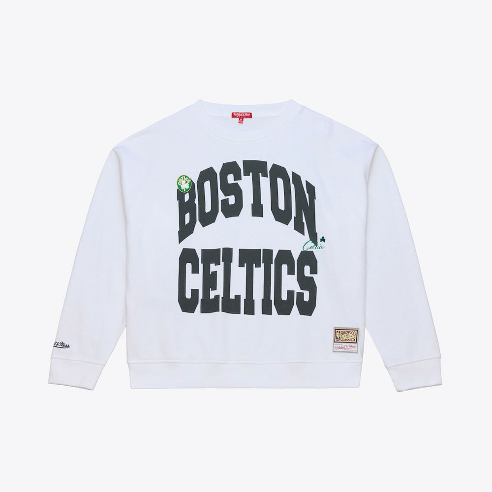 White Boston Celtics Women's Lightweight Block Letter Sweatshirt | NBA