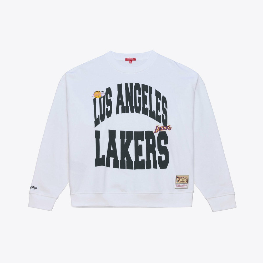 White Los Angeles Lakers Women's Lightweight Block Letter Sweatshirt | NBA