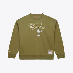 Olive Milwaukee Bucks Women's Lightweight Script Sweatshirt | NBA