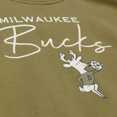 Olive Milwaukee Bucks Women's Lightweight Script Sweatshirt | NBA