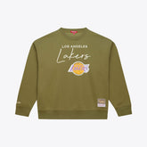 Olive Los Angeles Lakers Women's Lightweight Script Sweatshirt | NBA
