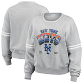 New York Mets WEAR by Erin Andrews Women's Sleeve Stripe Fleece Sweatshirt - MLB Sweatshirts