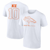 Denver Broncos Bo Nix Outline Player T-Shirt | NFL Sale
