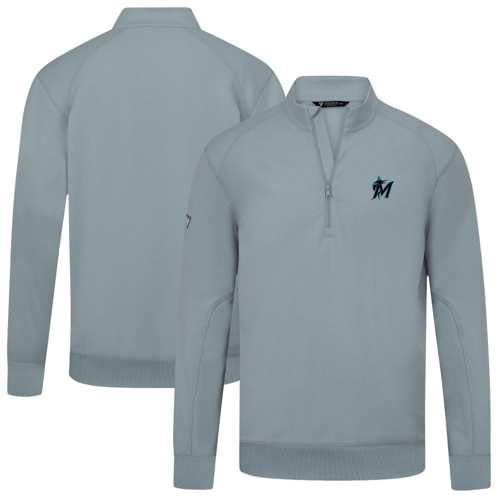 Miami Marlins Levelwear Upright Insignia Tri-Blend Quarter-Zip Pullover - MLB Pullover