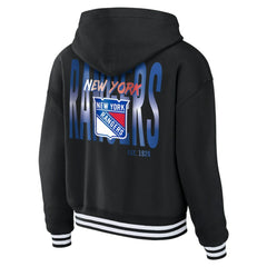 New York Rangers WEAR by Erin Andrews Women's Cropped Lace-Up Hoodie - NHL Hoodies