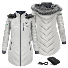 Philadelphia Eagles ActionHeat Women's 5V Battery Heated Long Puffer Full-Zip Hoodie Jacket | NFL Sale