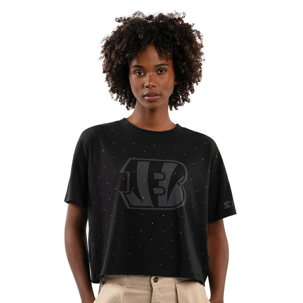 Cincinnati Bengals Starter Women's Rhinestone Sprinkle Boxy Cropped T-Shirt | NFL US
