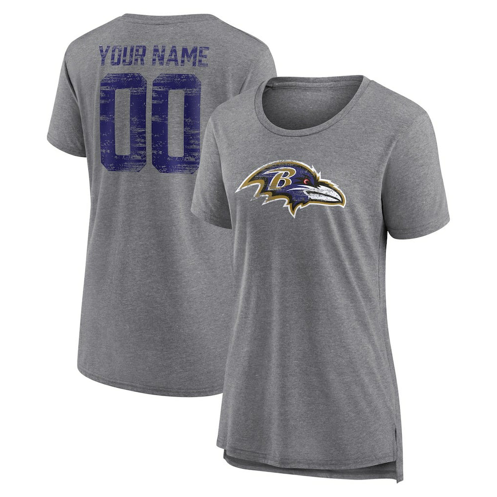 Baltimore Ravens Women's Heritage Custom Name & Number Tri-Blend T-Shirt | NFL Near me