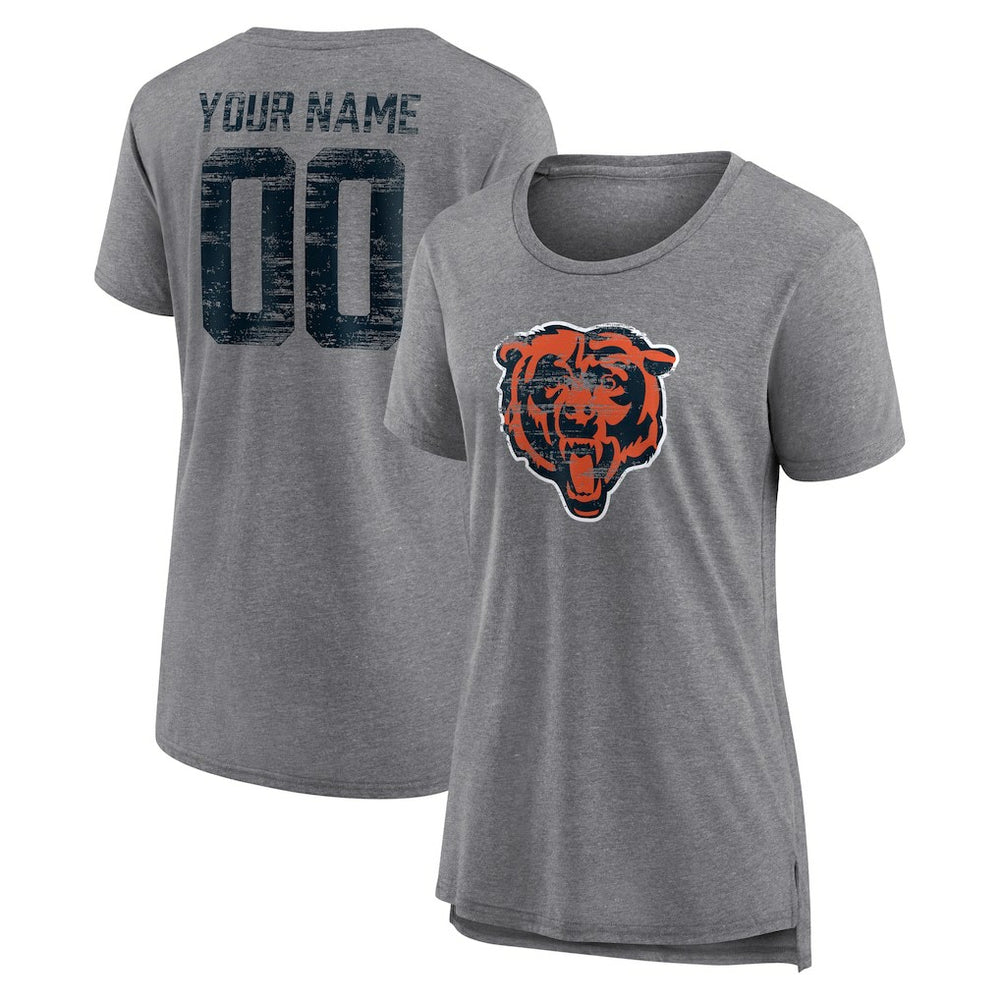 Chicago Bears Women's Heritage Custom Name & Number Tri-Blend T-Shirt | NFL Sale