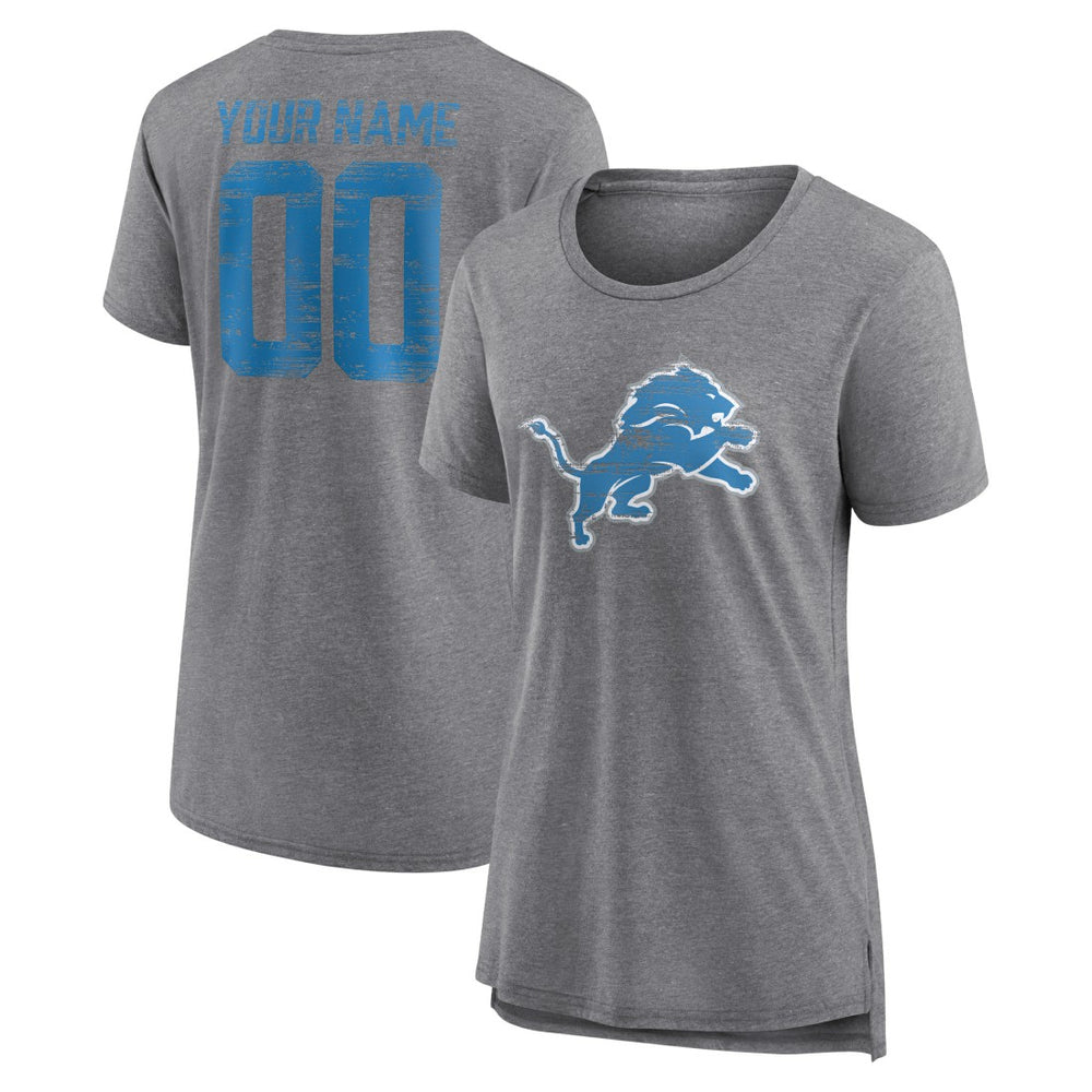 Detroit Lions Women's Heritage Custom Name & Number Tri-Blend T-Shirt | NFL Discount