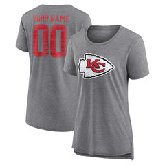 Kansas City Chiefs Women's Heritage Custom Name & Number Tri-Blend T-Shirt | NFL On sale