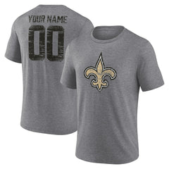 New Orleans Saints Heritage Custom Name & Number Tri-Blend T-Shirt | NFL Discount