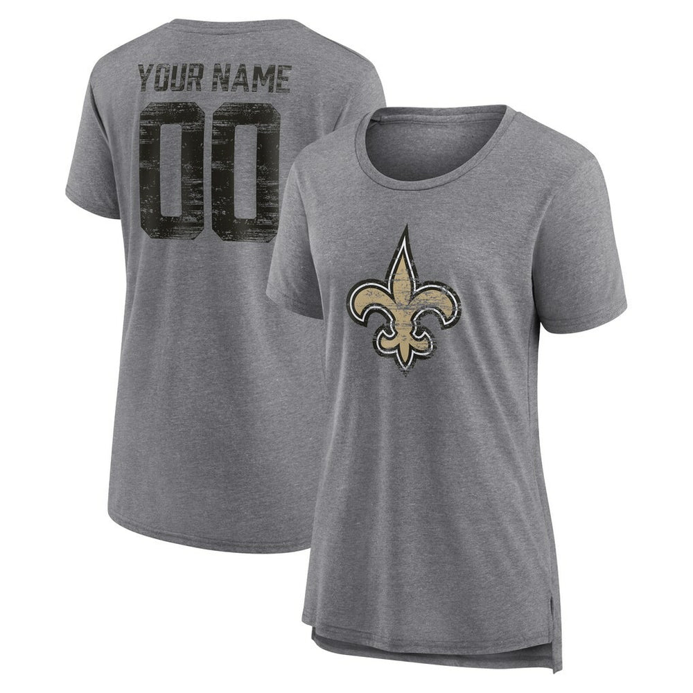 New Orleans Saints Women's Heritage Custom Name & Number Tri-Blend T-Shirt | NFL Near me