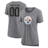 Pittsburgh Steelers Women's Heritage Custom Name & Number Tri-Blend T-Shirt | NFL On sale