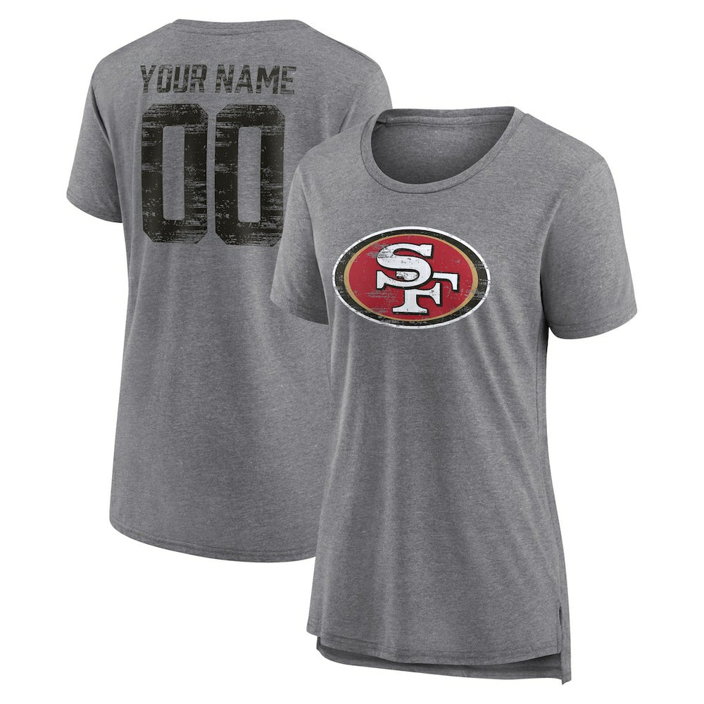 San Francisco 49ers Women's Heritage Custom Name & Number Tri-Blend T-Shirt | NFL New
