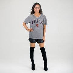 Chicago Bears Gameday Couture Women's Relaxed Iconic Edge Rhinestone V-Neck T-Shirt | NFL Sale
