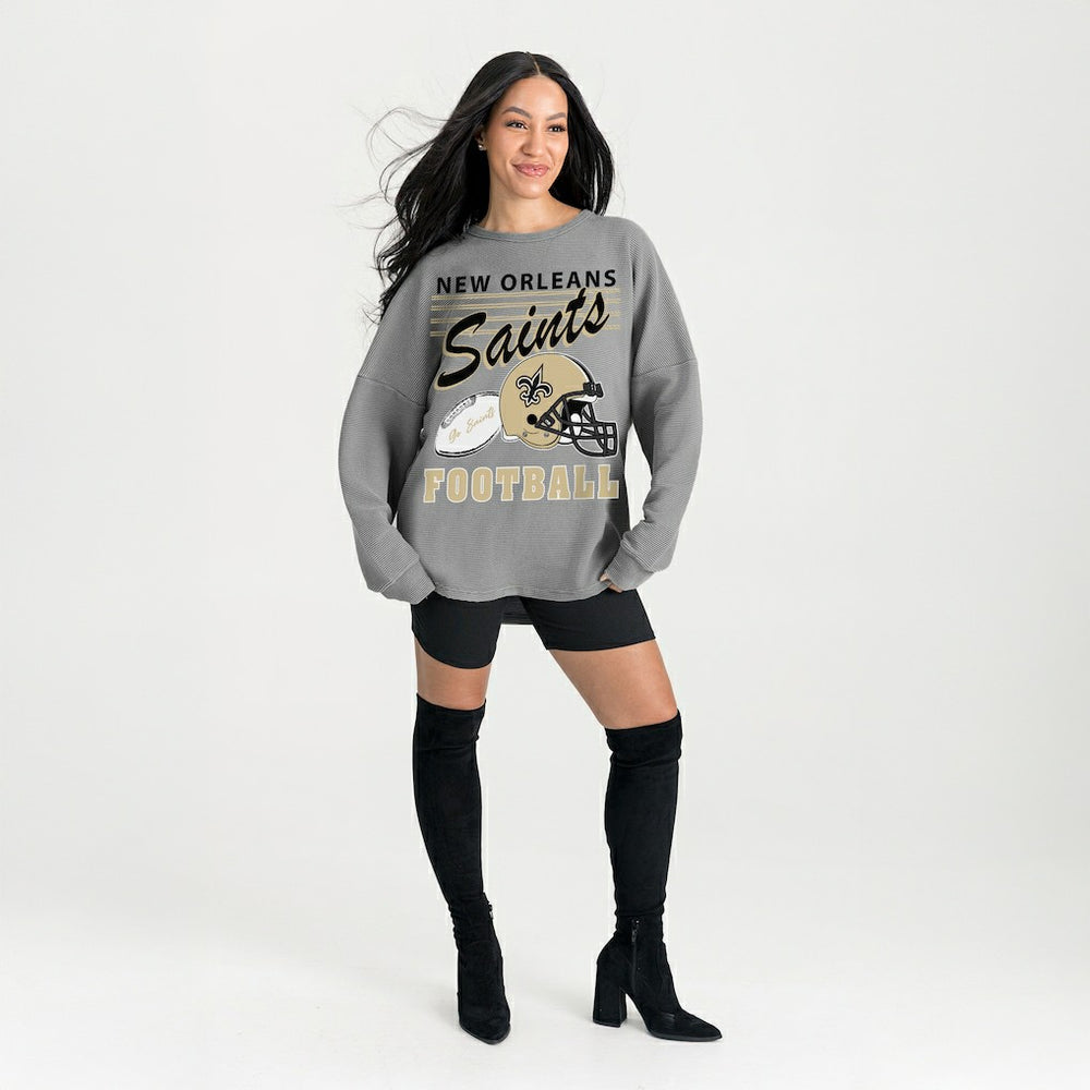 New Orleans Saints Gameday Couture Women's Oversized Sweet Victory Corded Sweatshirt | NFL Hot
