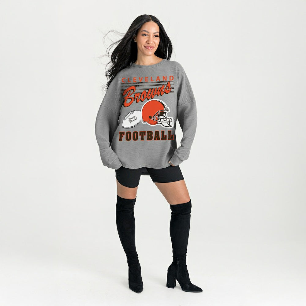 Cleveland Browns Gameday Couture Women's Oversized Sweet Victory Corded Sweatshirt | NFL Discount