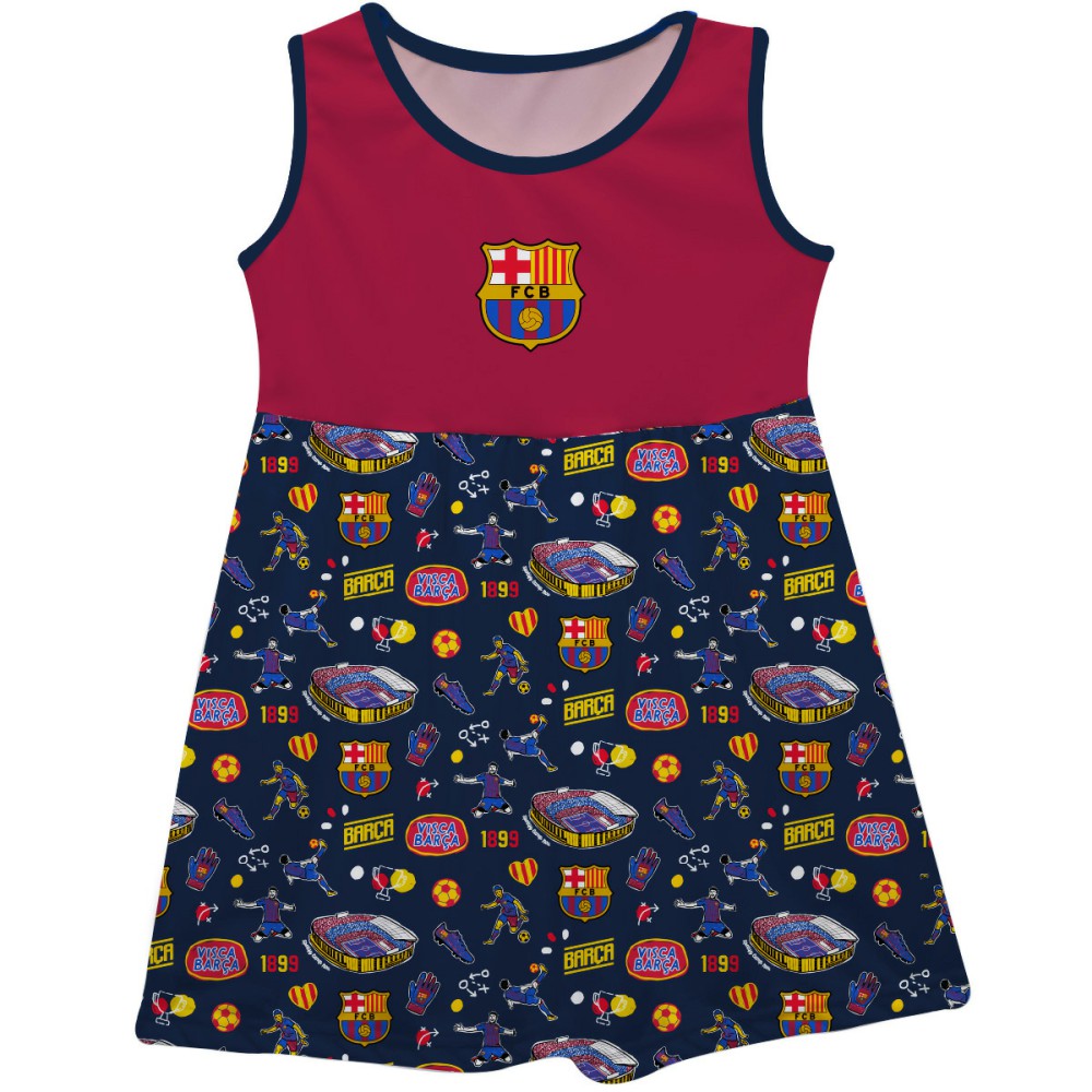 Barcelona Vive La Fete Girls Toddler Impressions Artwork Tank Top Dress on sale - Maroon