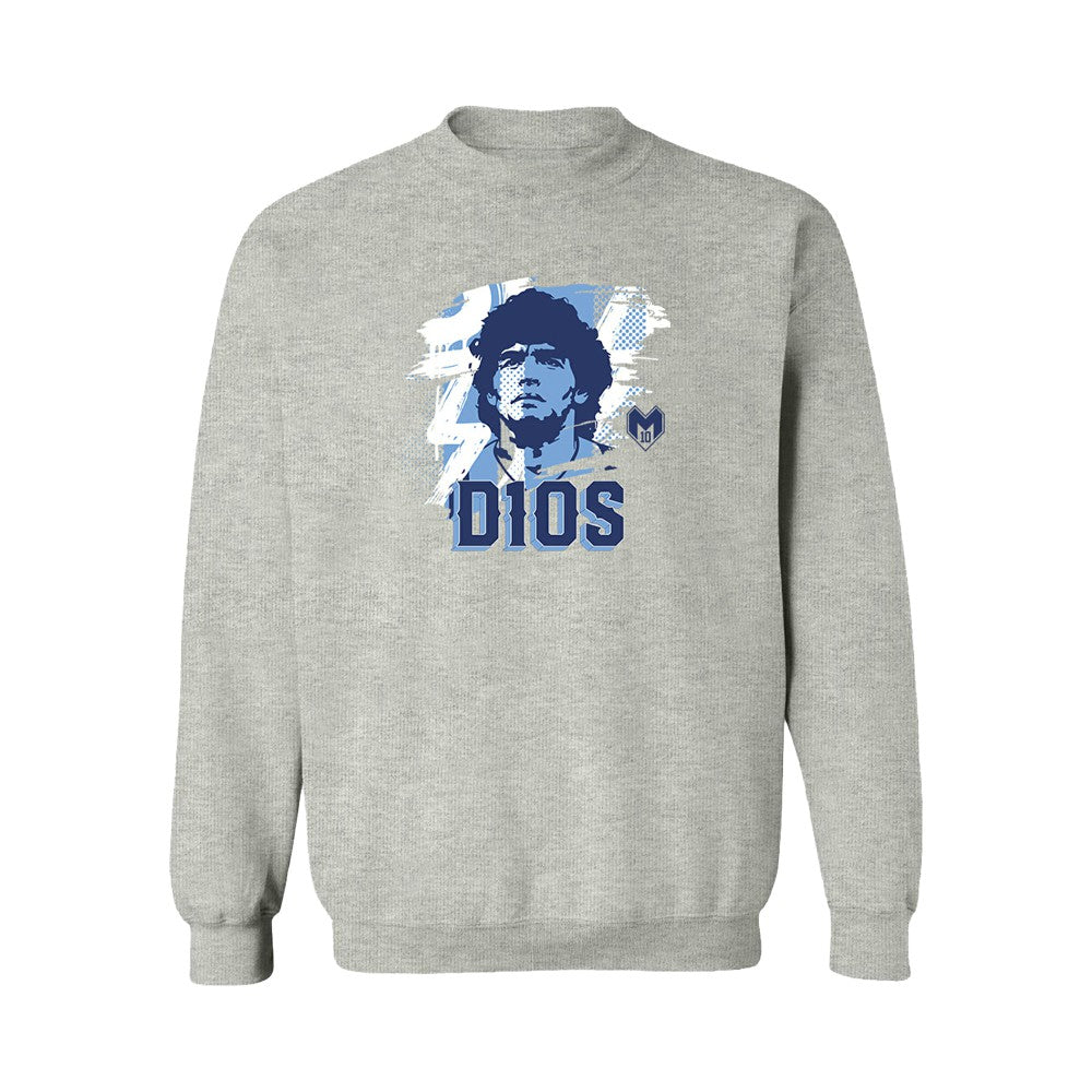 Diego Maradona Argentina National Team Vive La Fete Women's D10S Sweatshirt for sale - Gray