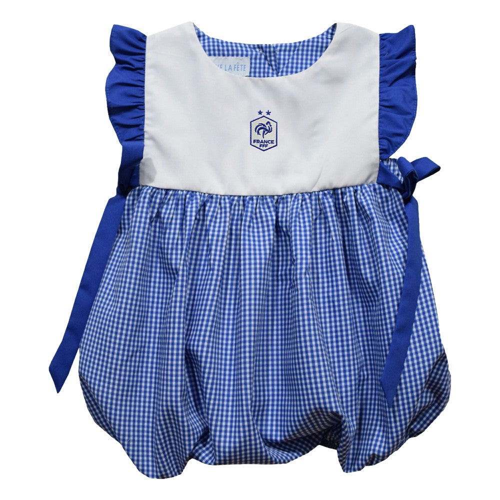 France National Team Vive La Fete Girls Infant Gingham Bubble Dress for sale - Royal