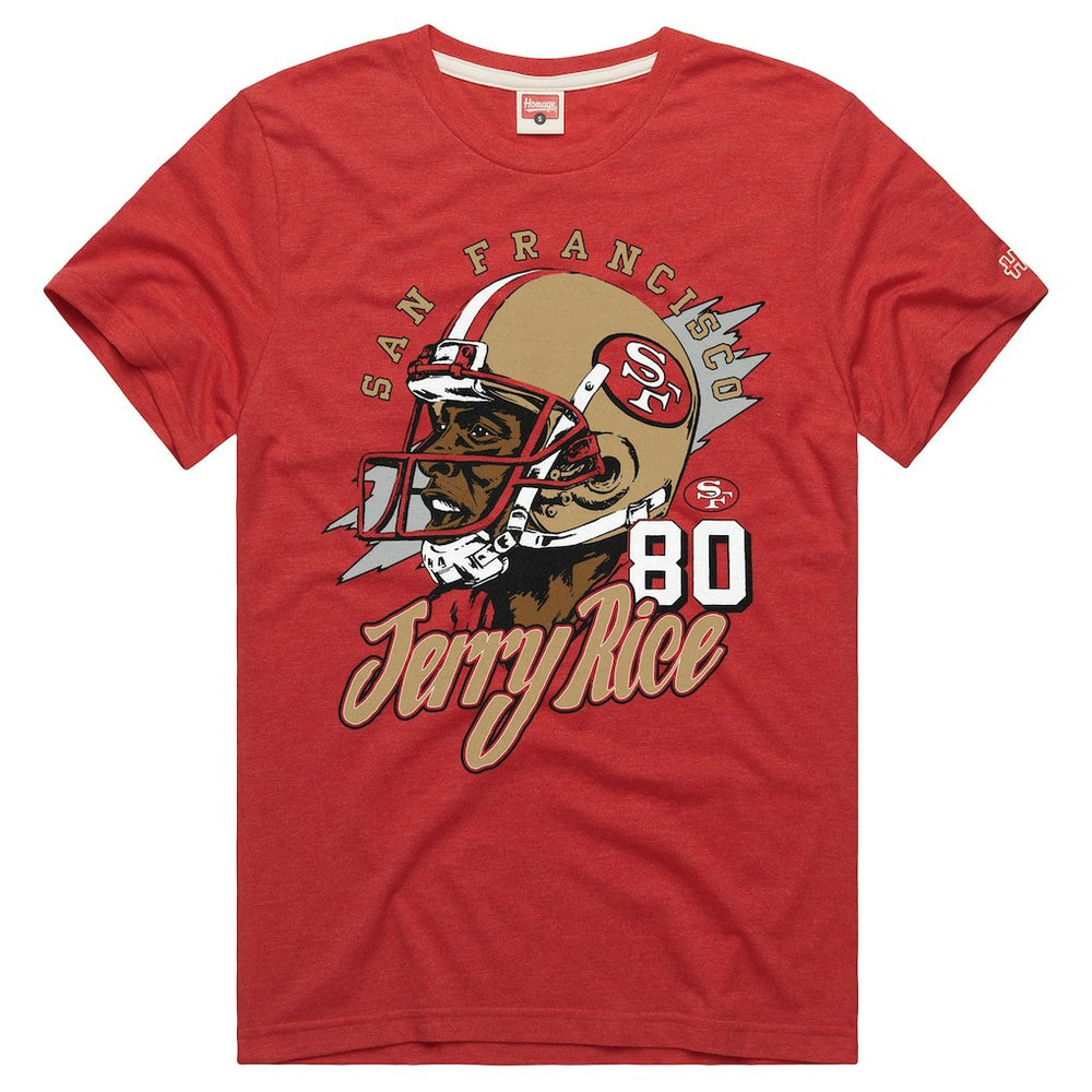 San Francisco 49ers Jerry Rice Homage Unisex Retired Player Classic Caricature T-Shirt | NFL On sale