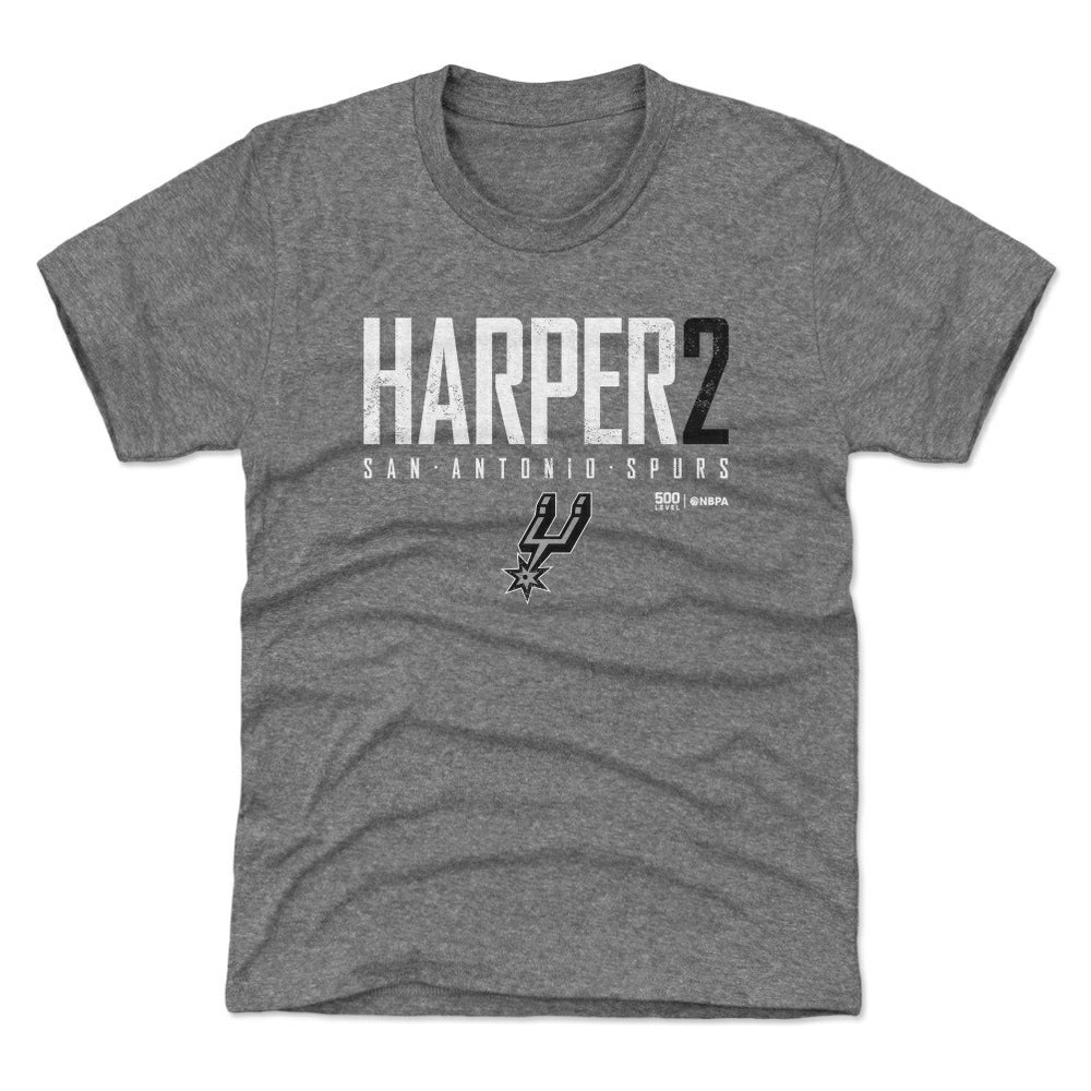 Heather Gray Dylan Harper San Antonio Spurs 500 Level Youth Elite Name & Number T-Shirt | NBA