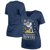 Milwaukee Brewers New Era Women's Little Miss 2 V-Neck T-Shirt - MLB T-shirts
