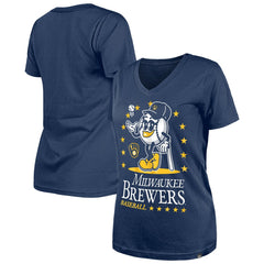 Milwaukee Brewers New Era Women's Little Miss 2 V-Neck T-Shirt - MLB T-shirts