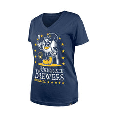 Milwaukee Brewers New Era Women's Little Miss 2 V-Neck T-Shirt - MLB T-shirts
