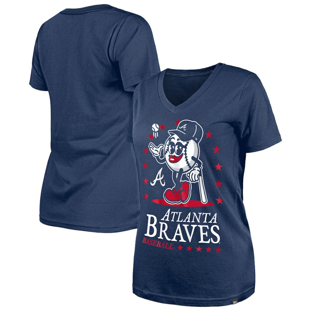 Atlanta Braves New Era Women's Little Miss 2 V-Neck T-Shirt - MLB T-shirts