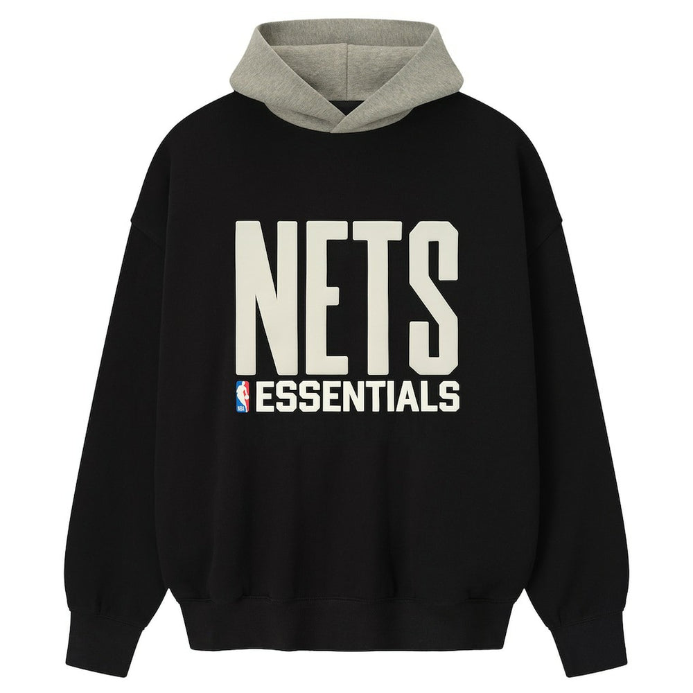 Black/Heather Gray Brooklyn Nets Fear of God x NBA Macao Sport Fit Hoodie | NBA
