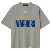 Heather Gray Golden State Warriors Fear of God x NBA Unisex 90s T-Shirt sale | NBA