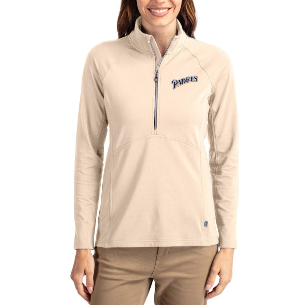 San Diego Padres Cutter & Buck Women's Cooperstown Collection Adapt Eco Knit Stretch Half-Zip Pullover - MLB Pullover