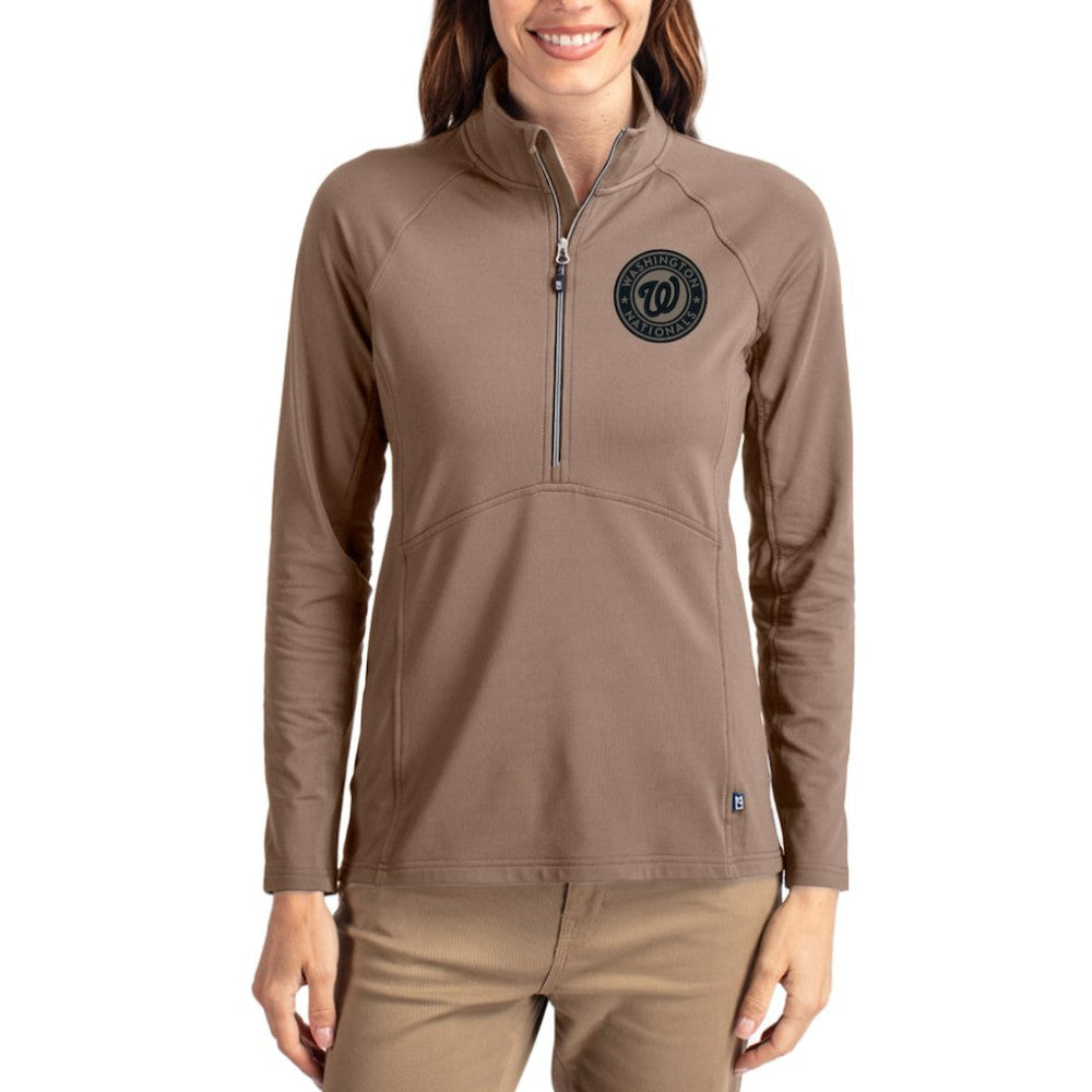 Washington Nationals Cutter & Buck Women's Adapt Eco Knit Stretch Half-Zip Pullover - MLB Pullover