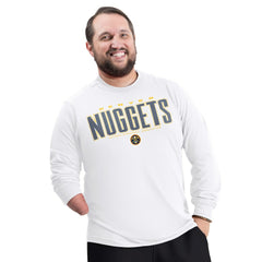 White Denver Nuggets G-III Sports by Carl Banks Adaptive Printed Mesh Effect Long Sleeve T-Shirt sale | NBA
