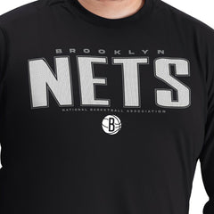 Black Brooklyn Nets G-III Sports by Carl Banks Adaptive Printed Mesh Effect Long Sleeve T-Shirt | NBA