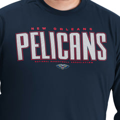Navy New Orleans Pelicans G-III Sports by Carl Banks Adaptive Printed Mesh Effect Long Sleeve T-Shirt | NBA
