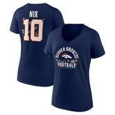 Denver Broncos Bo Nix Women's Floral Name & Number V-Neck T-Shirt | NFL On sale