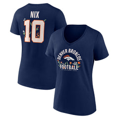 Denver Broncos Bo Nix Women's Floral Name & Number V-Neck T-Shirt | NFL On sale