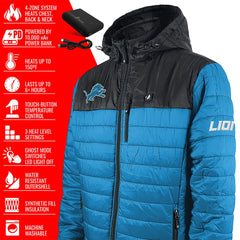 Detroit Lions ActionHeat 5V Battery Heated Colorblock Full-Zip Puffer Jacket | NFL US