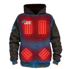 Detroit Lions ActionHeat 5V Battery Heated Full-Snap Varsity Jacket | NFL New