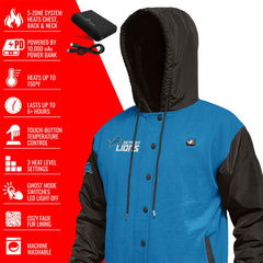Detroit Lions ActionHeat 5V Battery Heated Full-Snap Varsity Jacket | NFL New