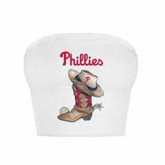 Philadelphia Phillies Tiny Turnip Women's Cowboy Boot Crop Tube Top - MLB Tops