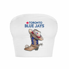 Toronto Blue Jays Tiny Turnip Women's Cowboy Boot Crop Tube Top - MLB Tops
