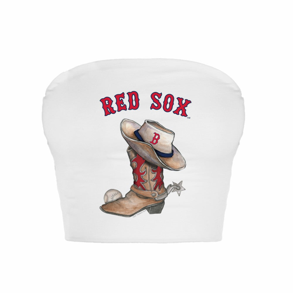 Boston Red Sox Tiny Turnip Women's Cowboy Boot Crop Tube Top - MLB Tops