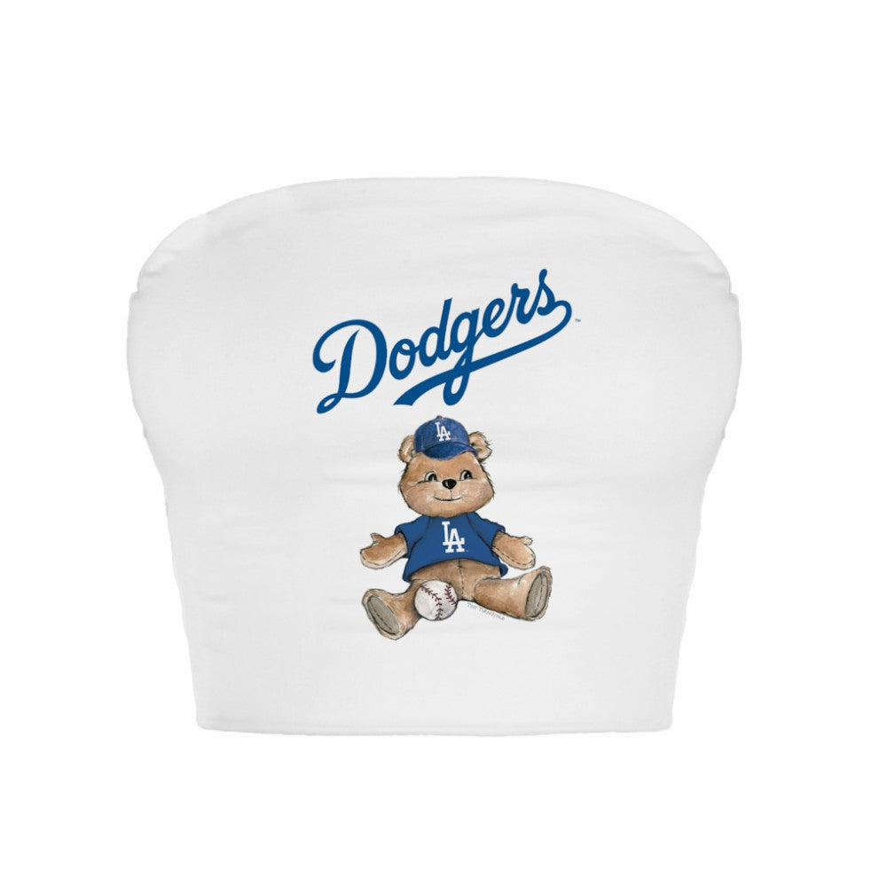 Los Angeles Dodgers Tiny Turnip Women's Teddy Bear Crop Tube Top - MLB Tops
