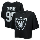 Las Vegas Raiders Maxx Crosby Majestic Threads Women's Swarovski Crystals Boxy Cropped Name & Number T-Shirt | NFL Outlet