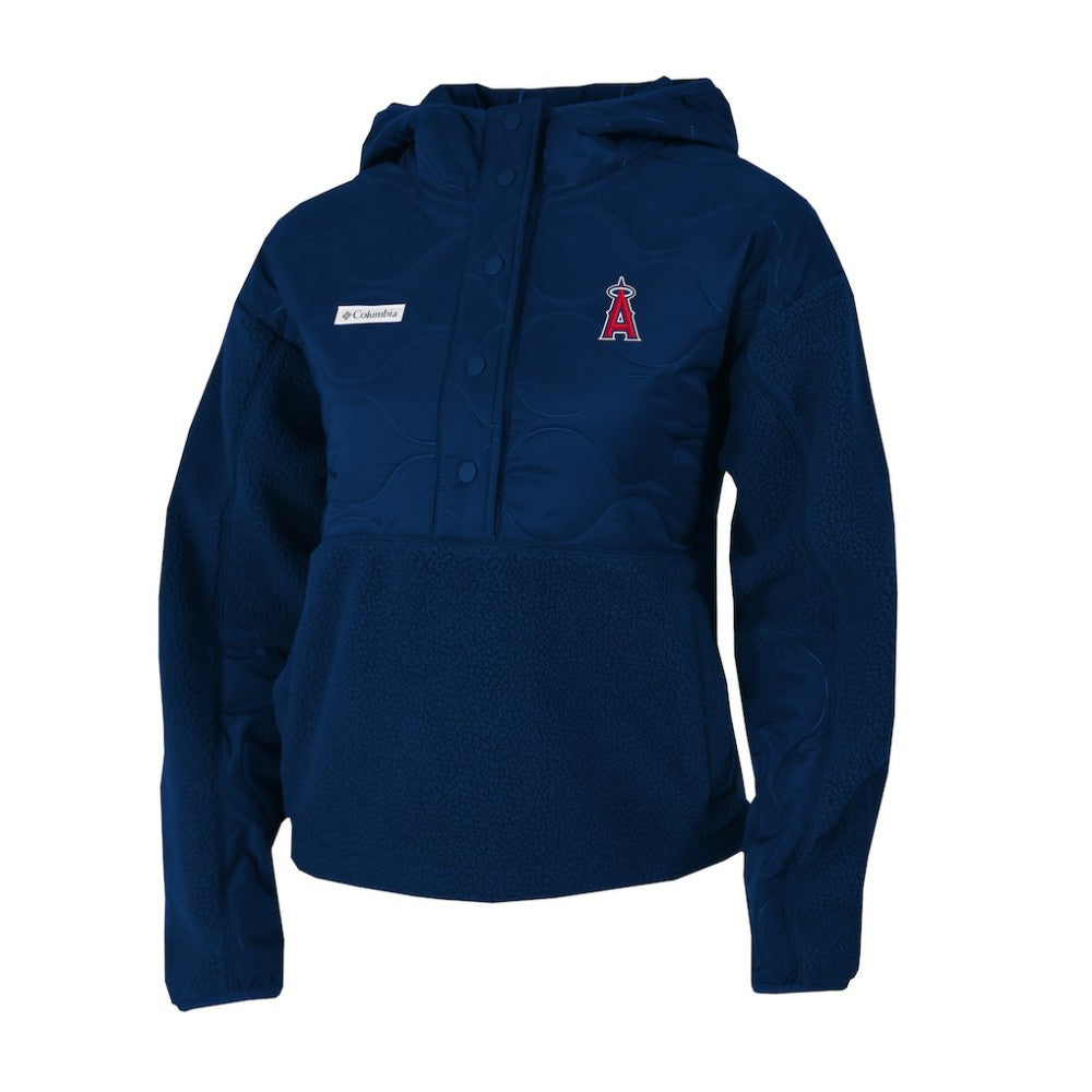 Los Angeles Angels Columbia Women's Cloud Point Hooded Fleece Half-Snap Pullover Jacket - MLB Jackets